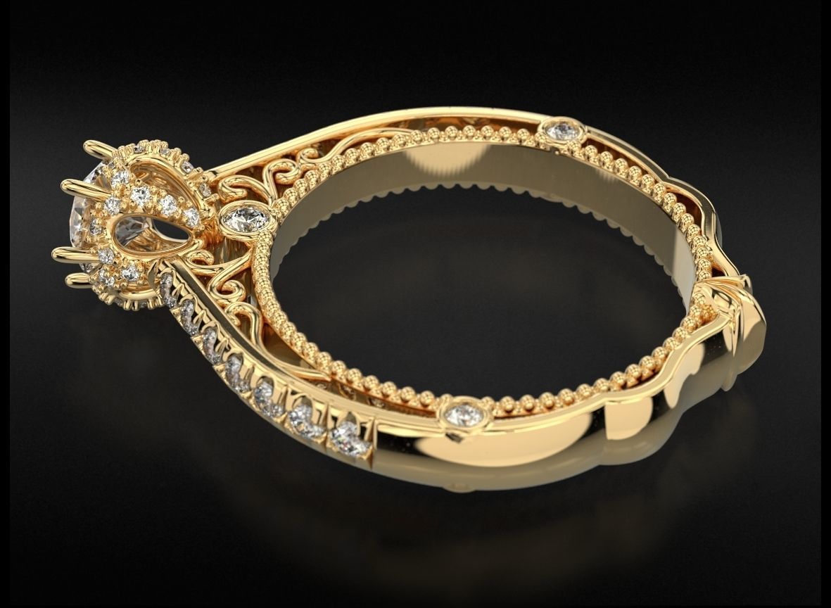 Diamond engagement ring 716 3D print model_8