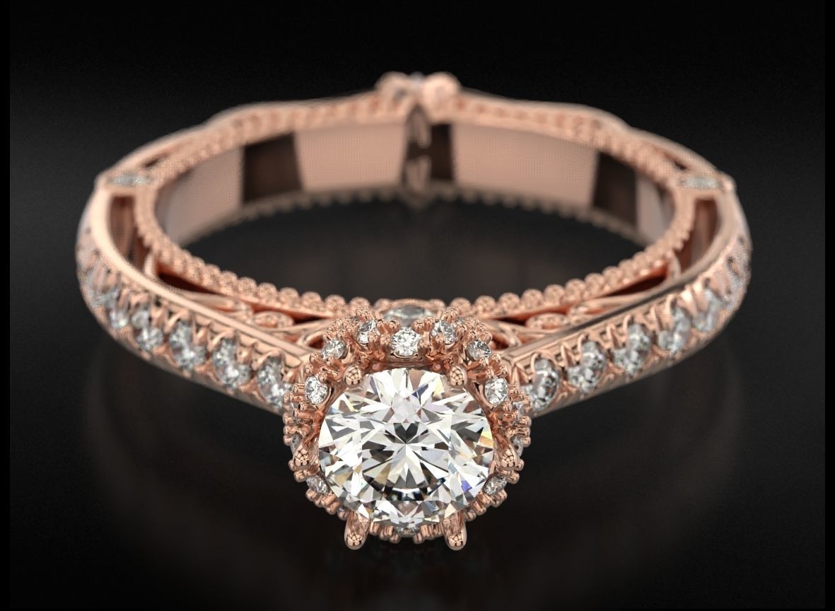 Diamond engagement ring 716 3D print model_4