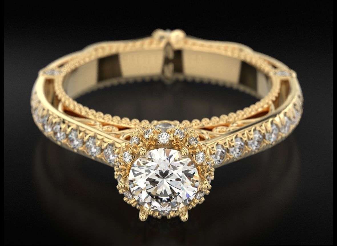 Diamond engagement ring 716 3D print model_5