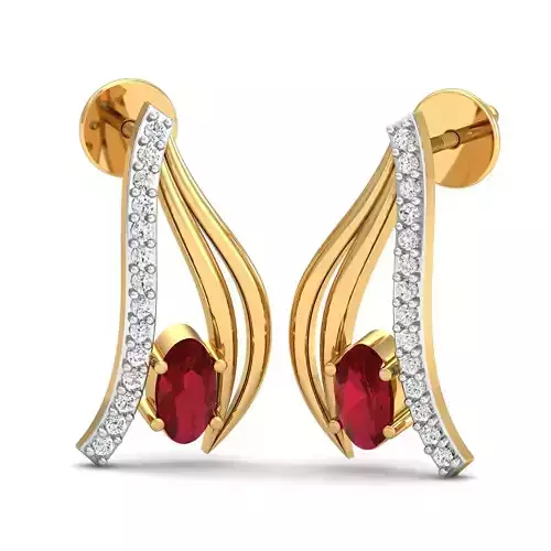 Oval Diamond Earring 3dm STL FBX OBJ Render Details 3D print model