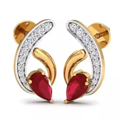 Pear Diamond Earring 3dm STL FBX OBJ Render Details 3D print model