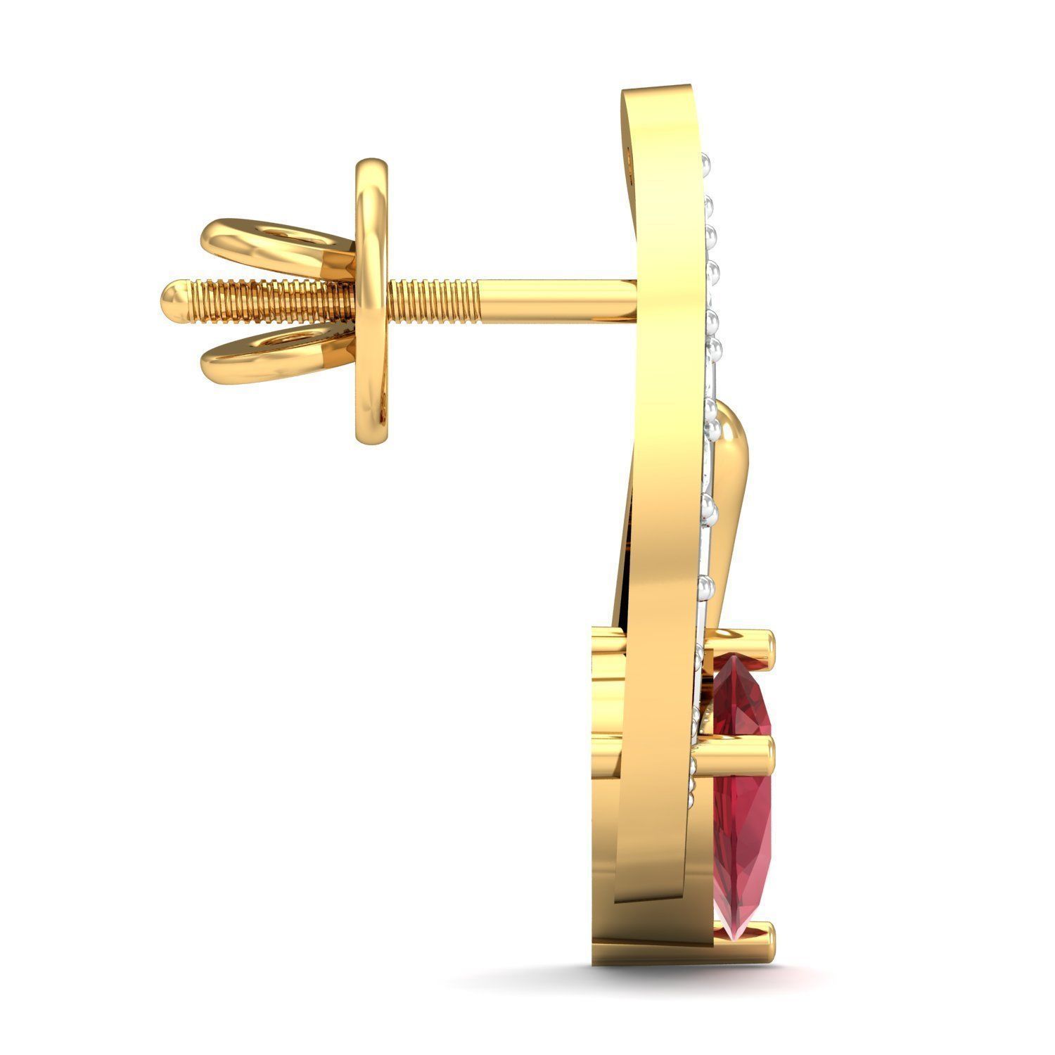 Pear Diamond Earring 3dm STL FBX OBJ Render Details 3D print model_2