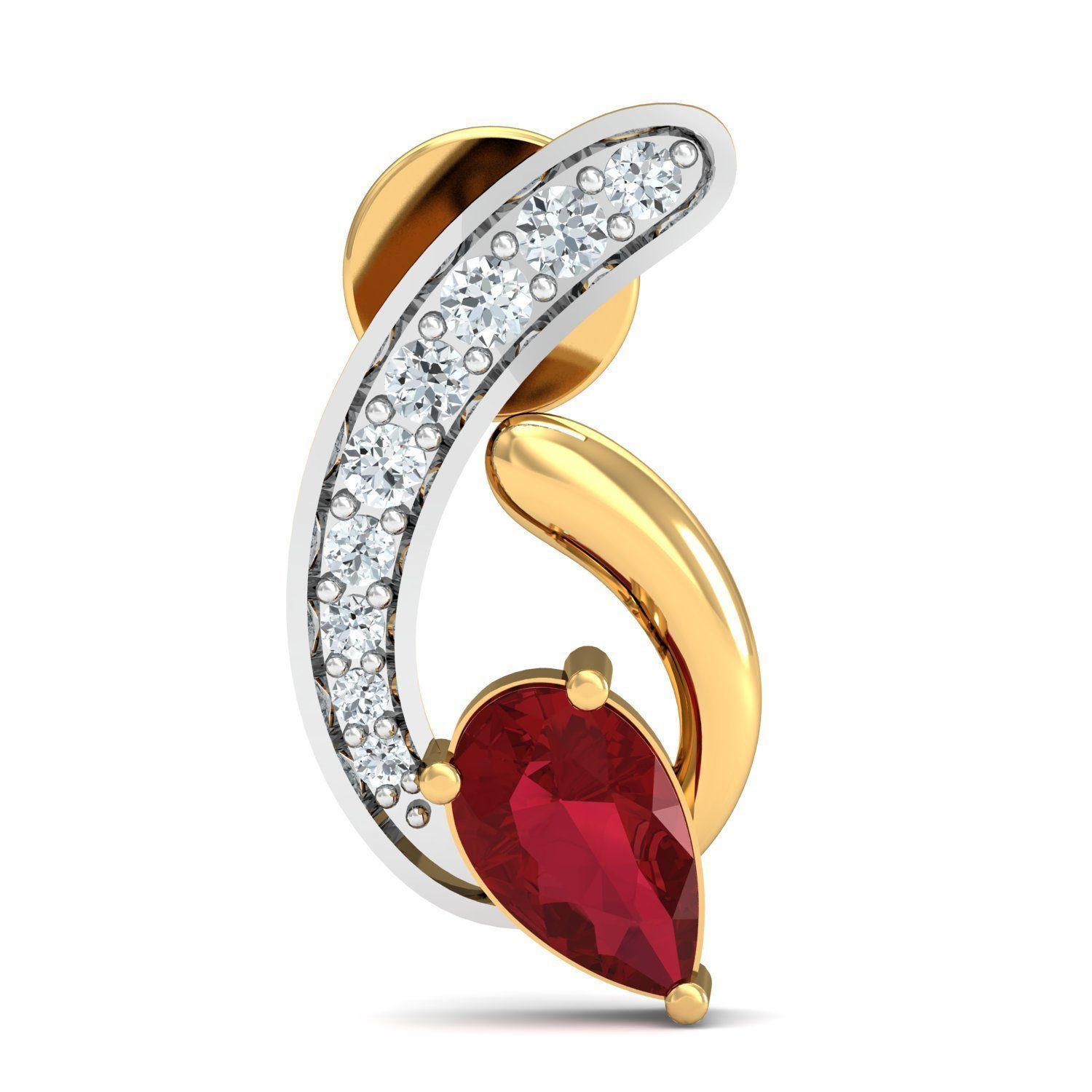 Pear Diamond Earring 3dm STL FBX OBJ Render Details 3D print model_1