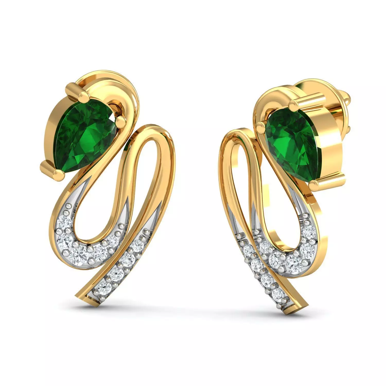 Pear Diamond Earring 3dm STL FBX OBJ Render Details 3D print model_0