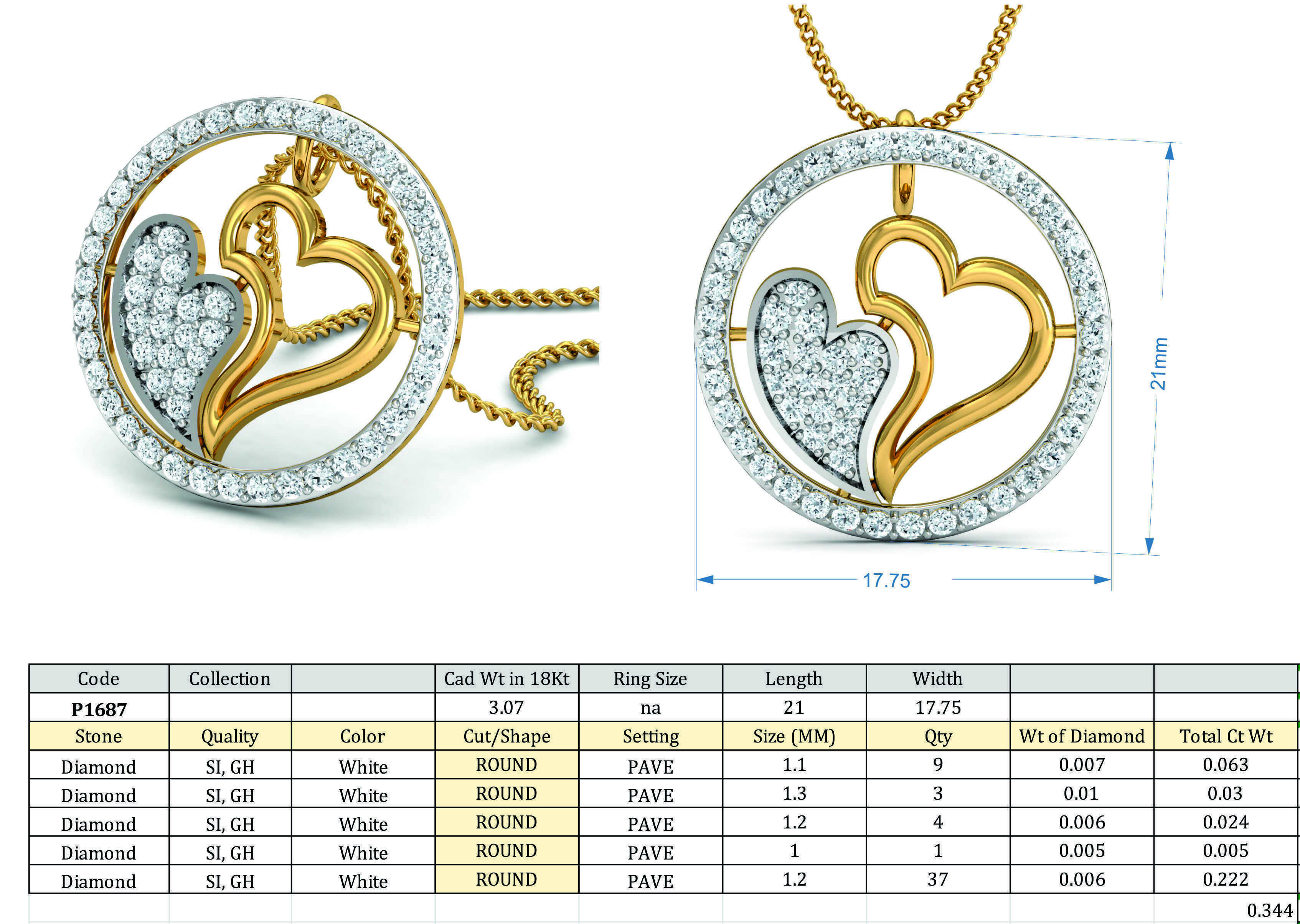 Heart Pendant 3dm STL FBX OBJ Render Details 3D print model_3