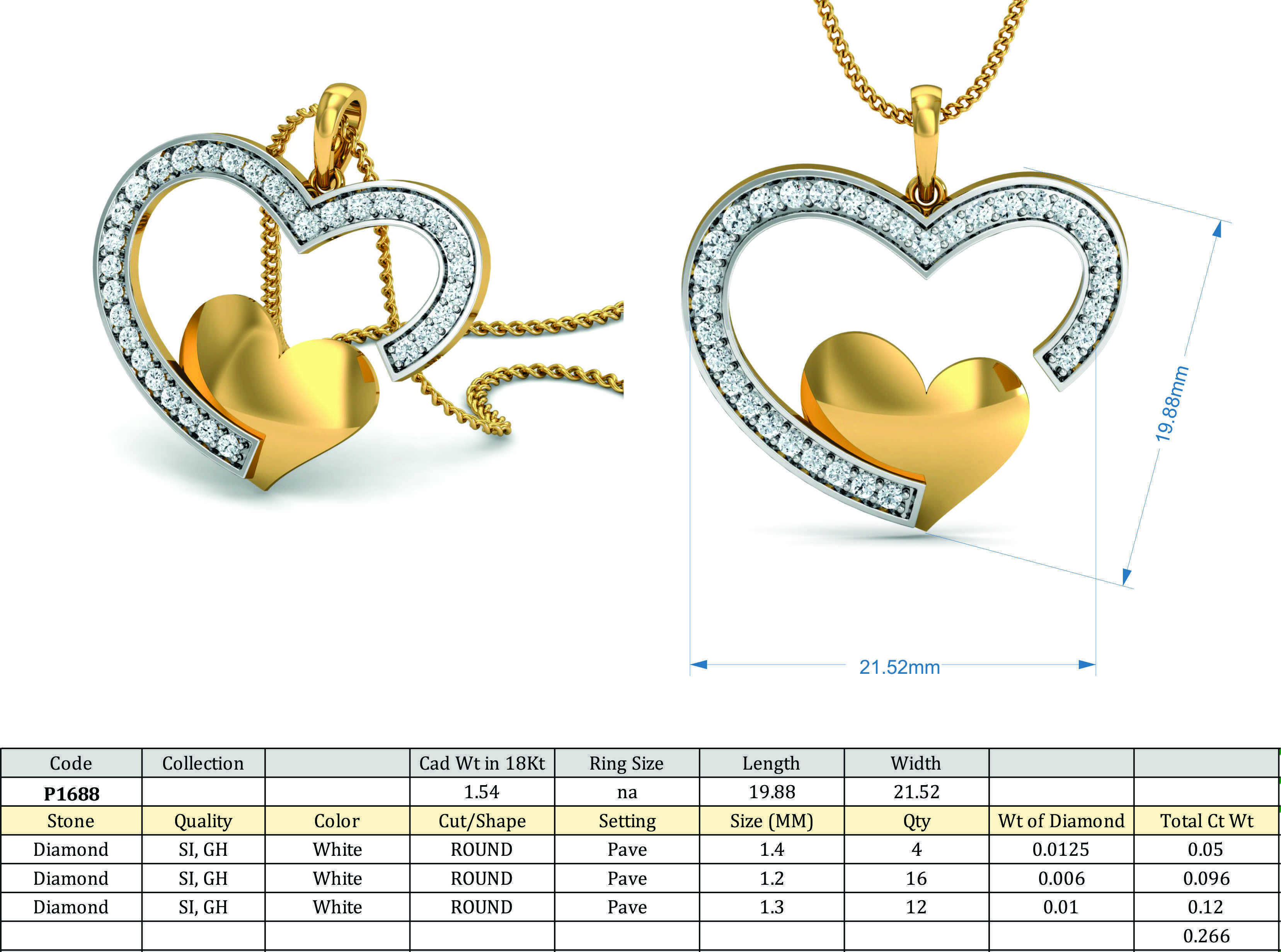 Heart Pendant 3dm STL FBX OBJ Render Details 3D print model_3