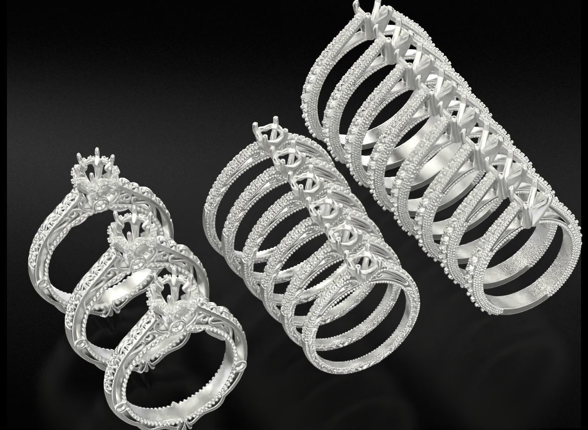 Pack Diamond engagement ring  3D Model Collection_1