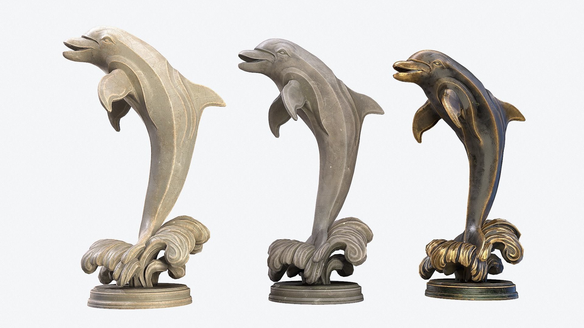Dolphin Sculpture Low-poly 3D model_6