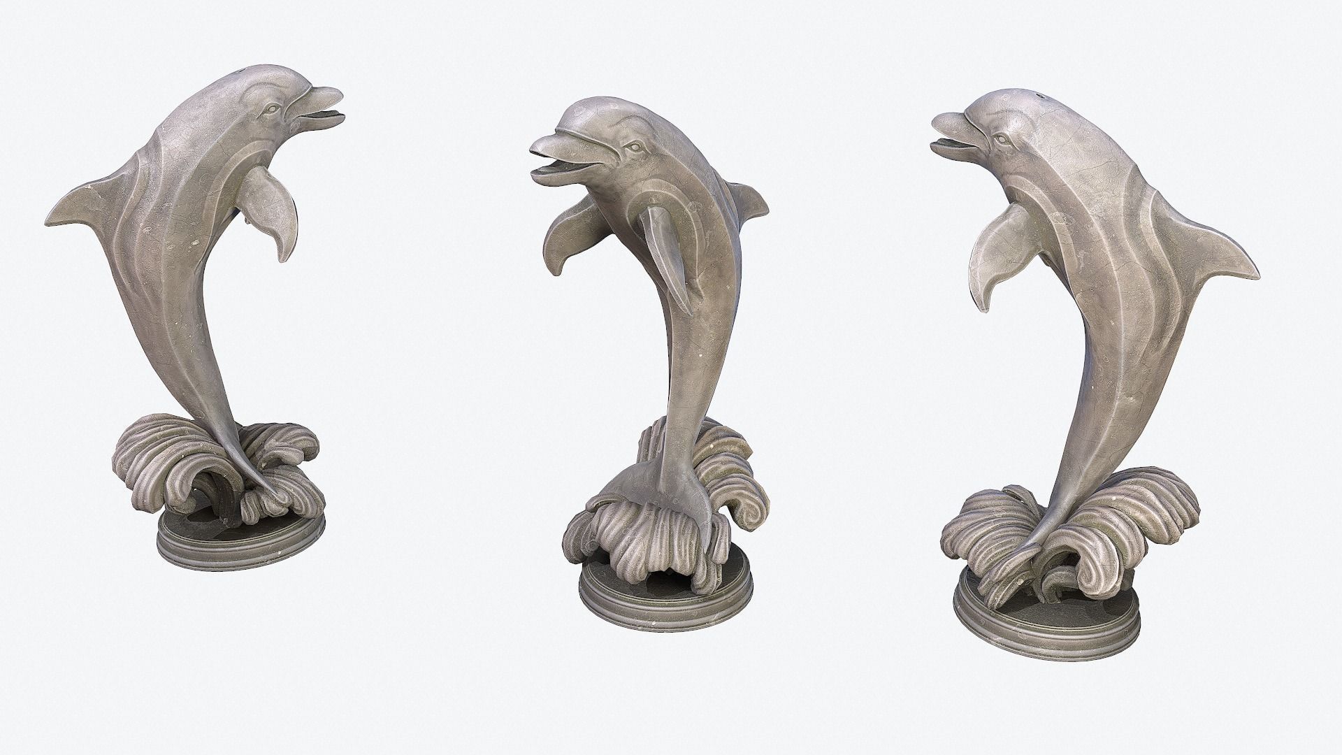 Dolphin Sculpture Low-poly 3D model_10