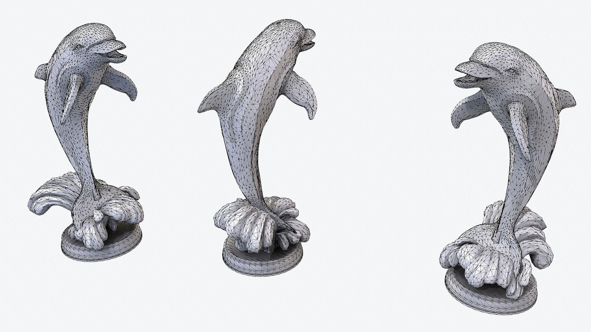Dolphin Sculpture Low-poly 3D model_13