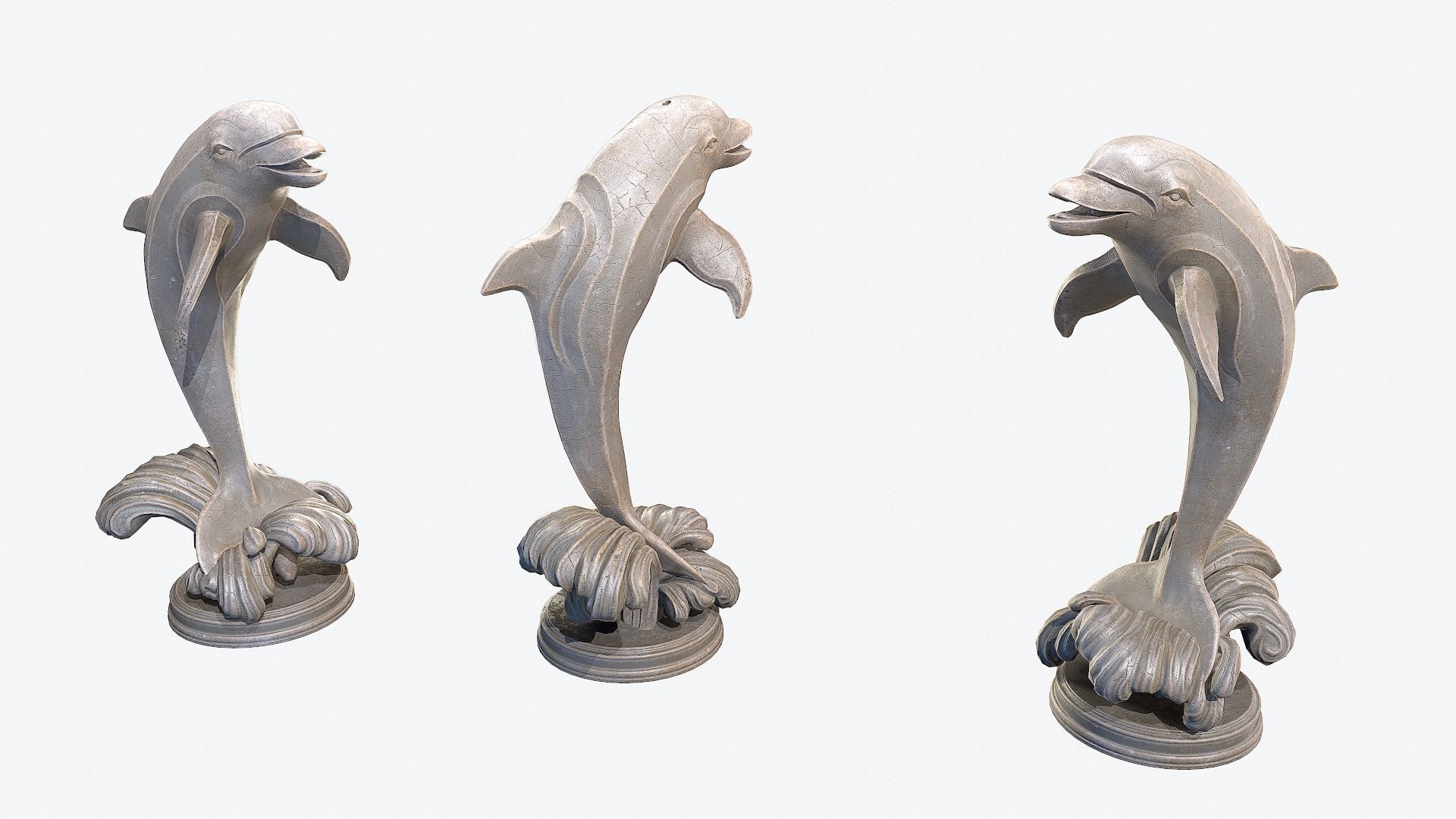 Dolphin Sculpture Low-poly 3D model_9