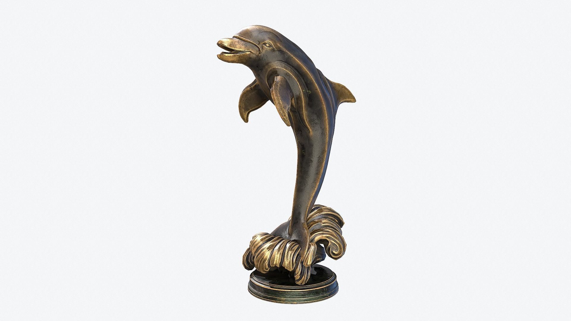 Dolphin Sculpture Low-poly 3D model_1