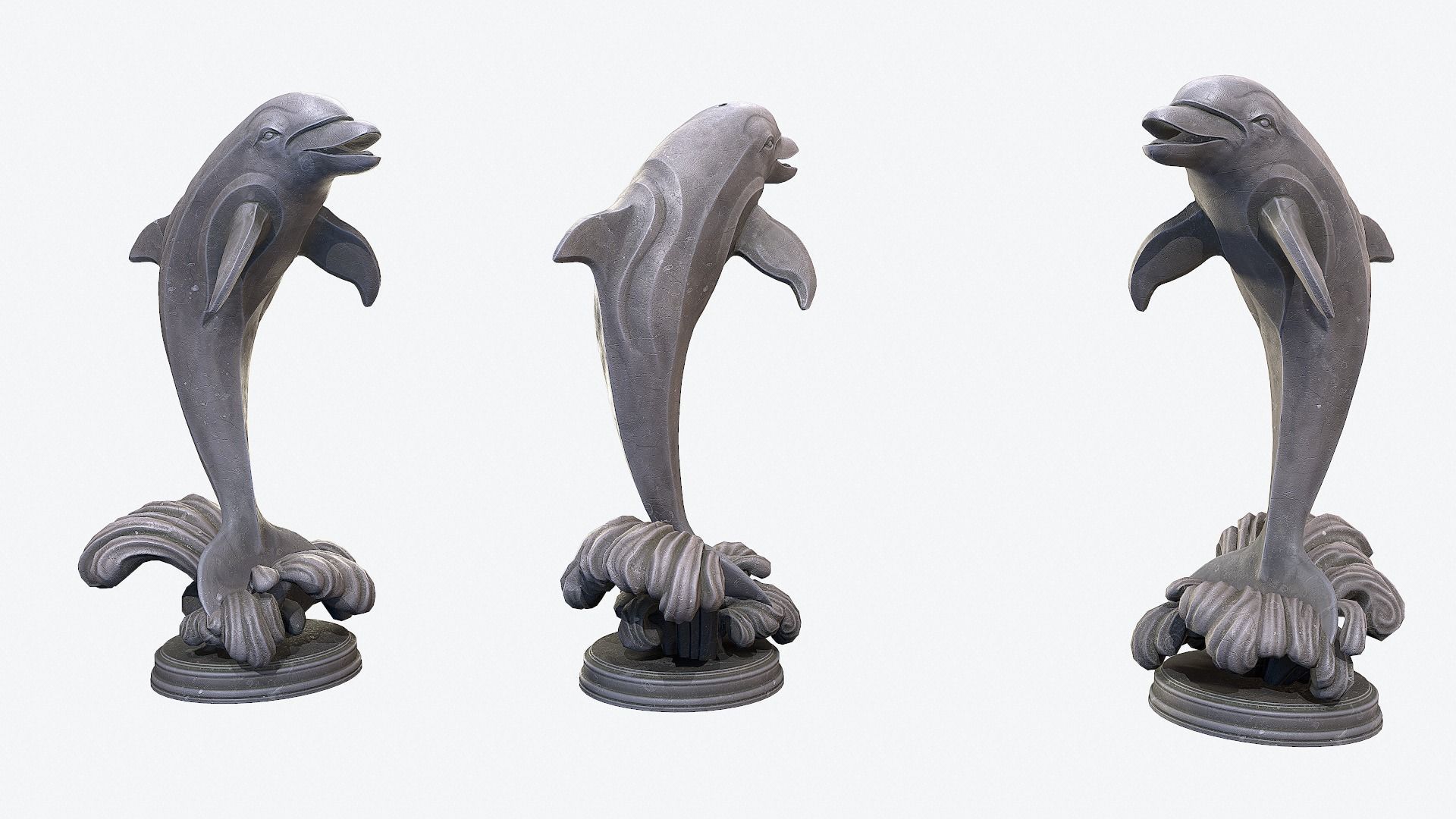 Dolphin Sculpture Low-poly 3D model_11