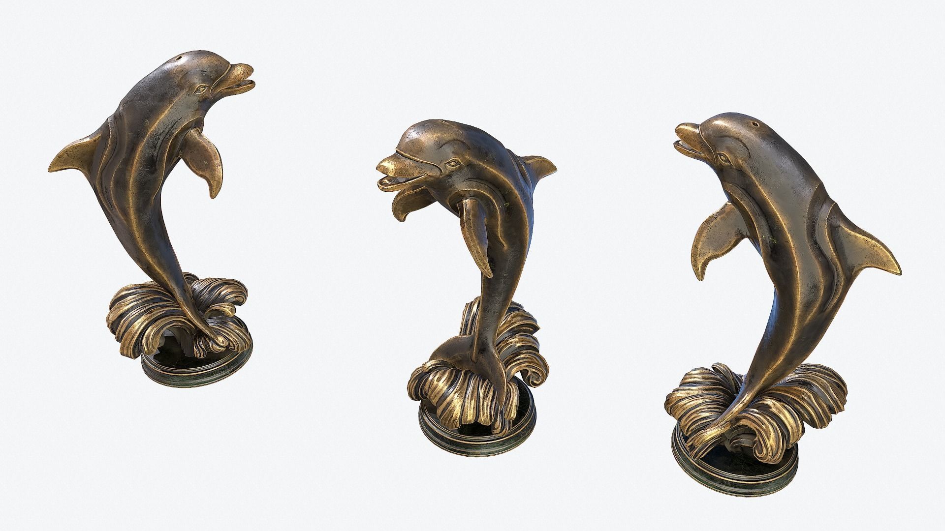 Dolphin Sculpture Low-poly 3D model_8