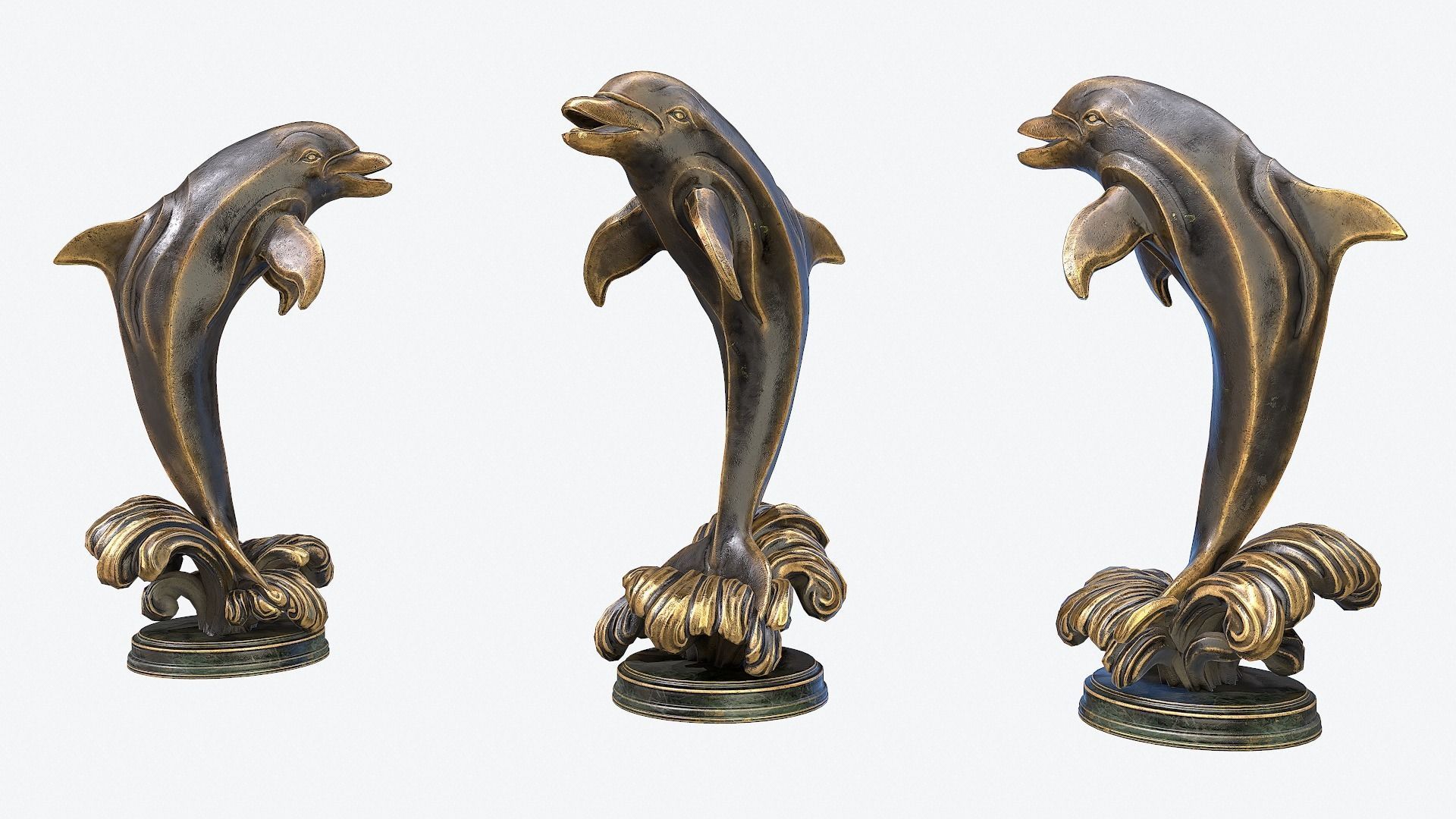 Dolphin Sculpture Low-poly 3D model_7