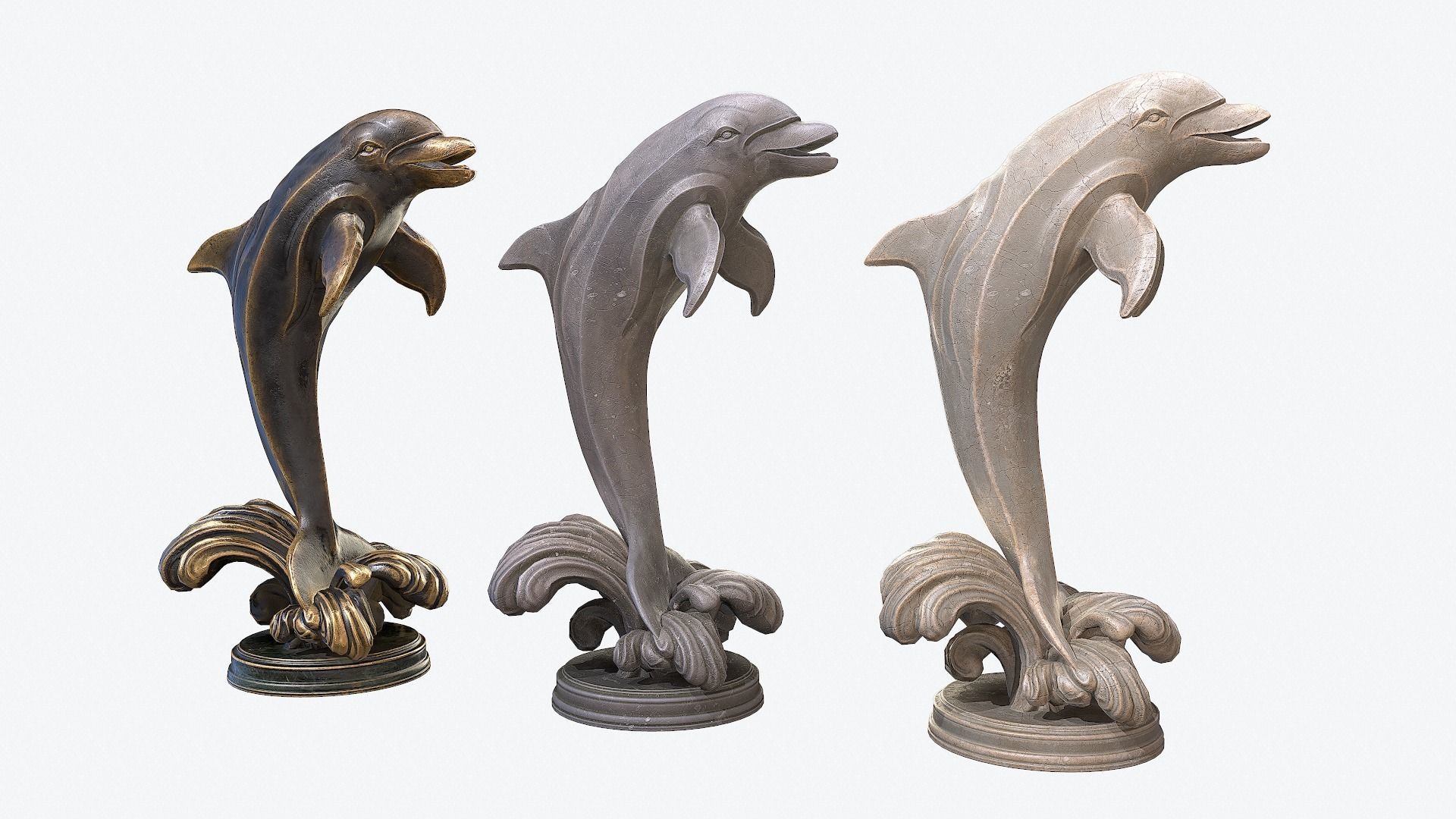 Dolphin Sculpture Low-poly 3D model_5