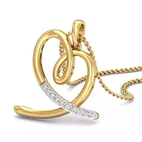 Pendant 3dm STL FBX OBJ Render Details diamond heart gold