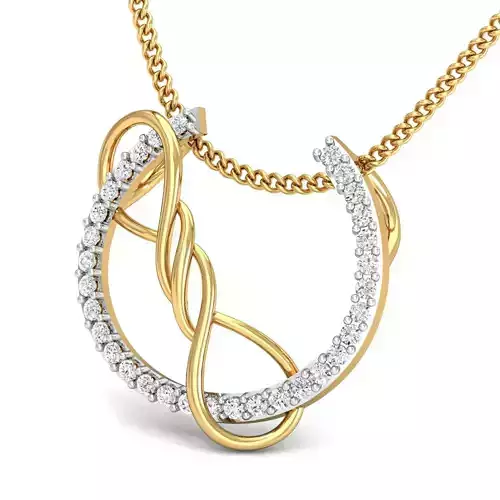 Pendant 3dm STL FBX OBJ Render Details infinity with diamonds in gold