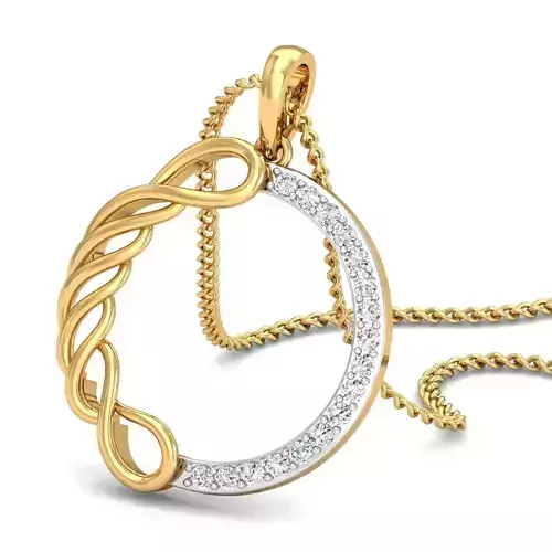 Pendant 3dm STL FBX OBJ Render Details circle with diamonds on gold chain
