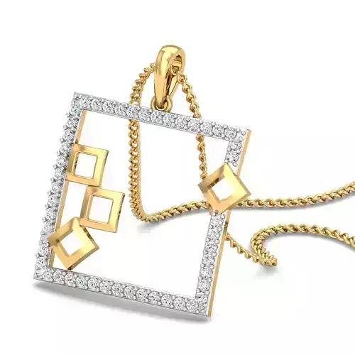 Pendant 3dm STL FBX OBJ Render Details diamond in gold