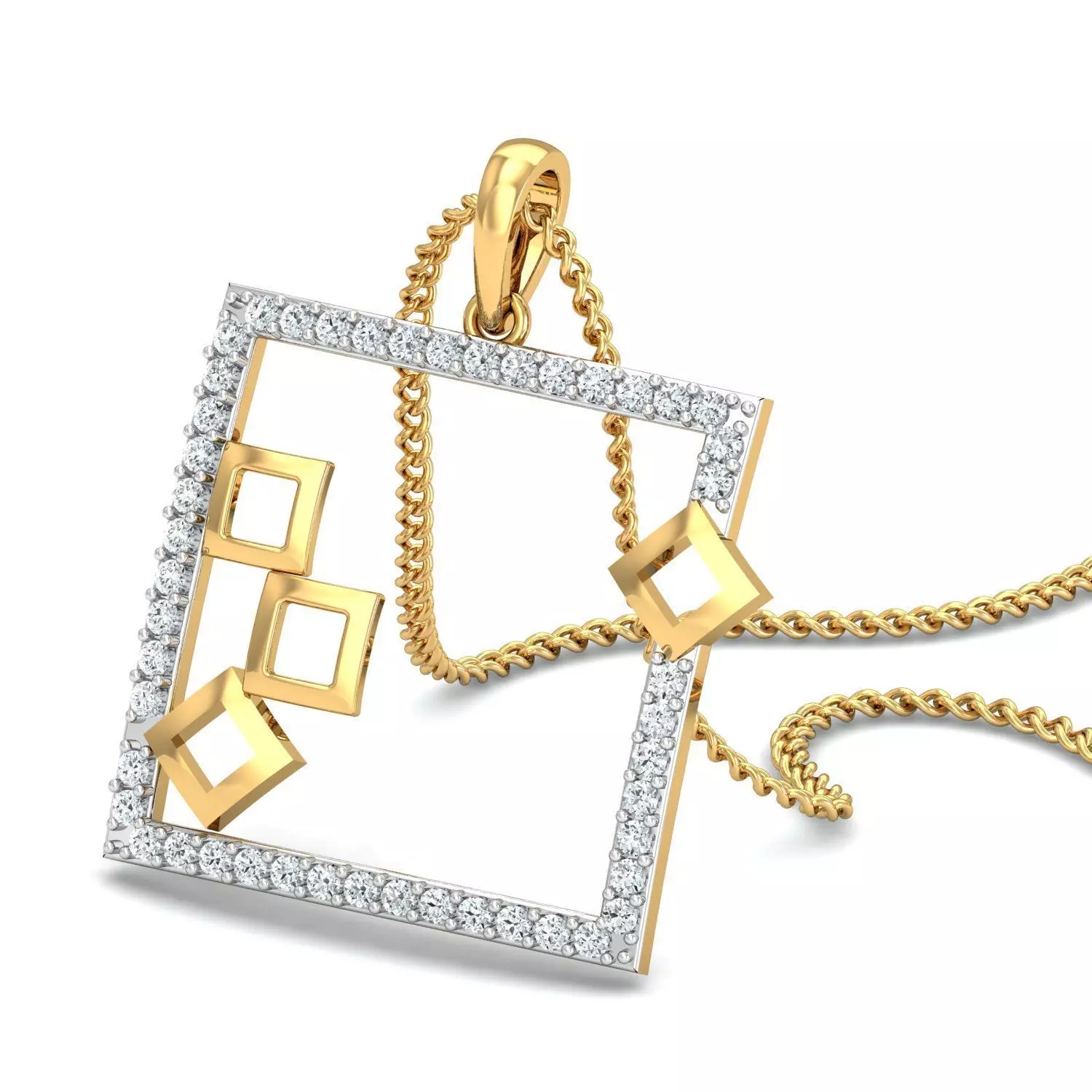 Pendant 3dm STL FBX OBJ Render Details diamond in gold 3D print model_0