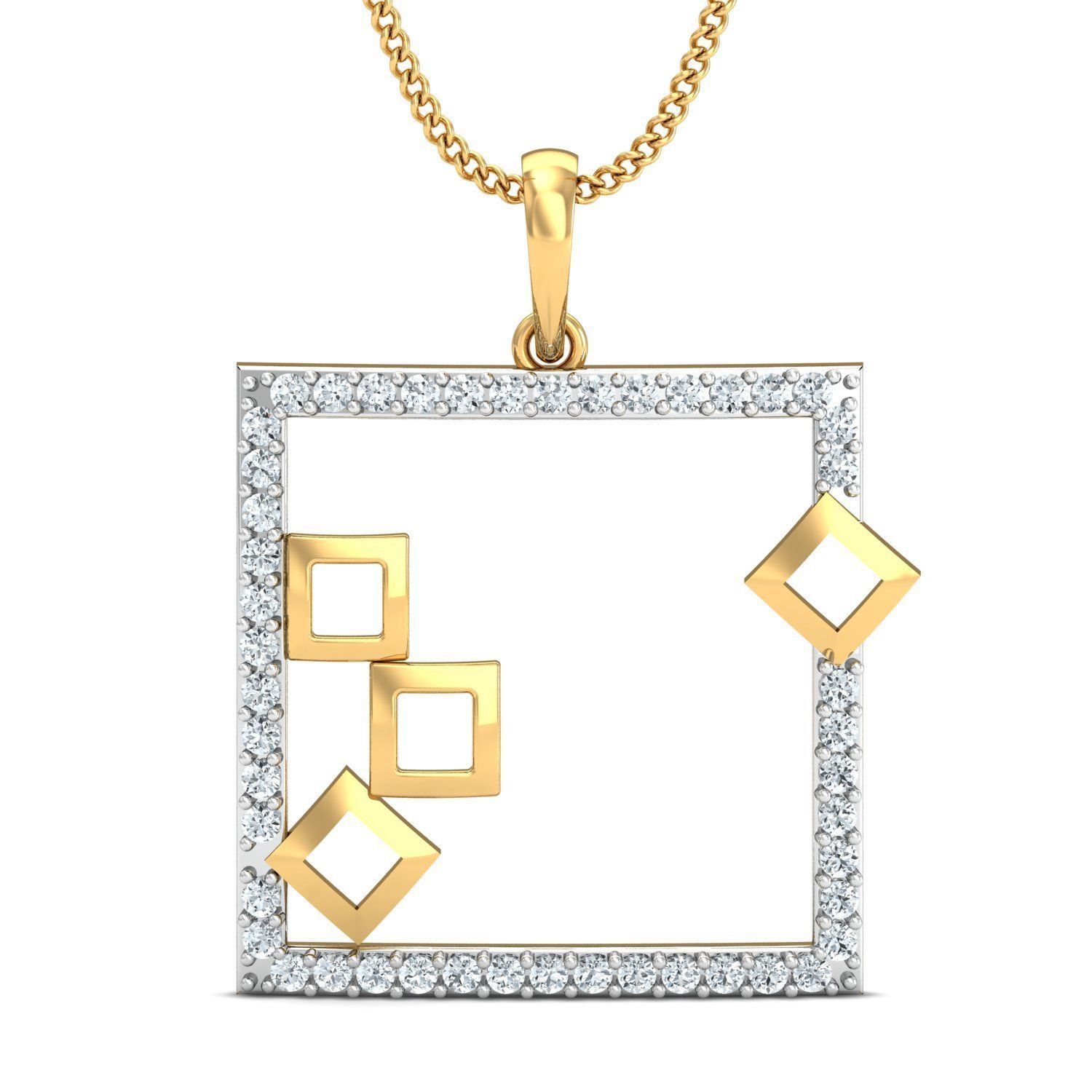 Pendant 3dm STL FBX OBJ Render Details diamond in gold 3D print model_1