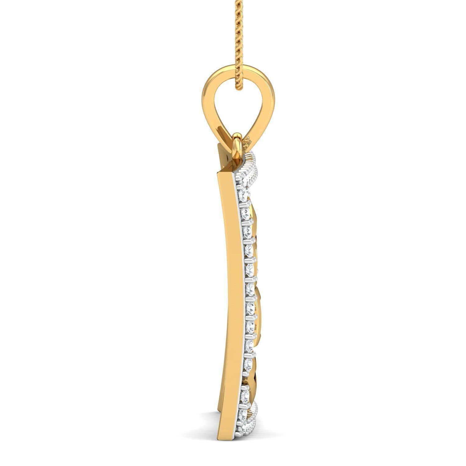 Pendant 3dm STL FBX OBJ Render Details diamond in gold 3D print model_2