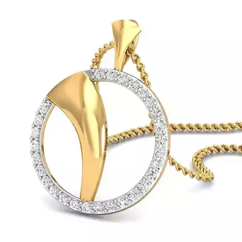 Pendant 3dm STL FBX OBJ Render Details circle with diamonds gold