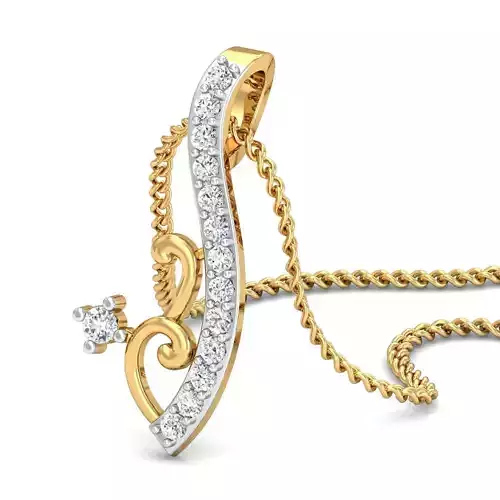 Pendant 3dm STL FBX OBJ Render Details gold with diamonds and chain