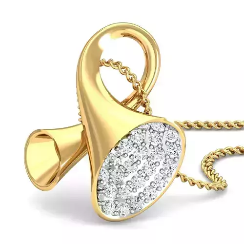 Pendant 3dm STL FBX OBJ Render Details gold dangle with diamonds