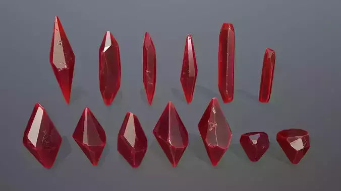 Crystal Set of crystals Low-poly 3D model