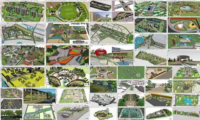 Collection 28 Sketchup Landscape and Park models 