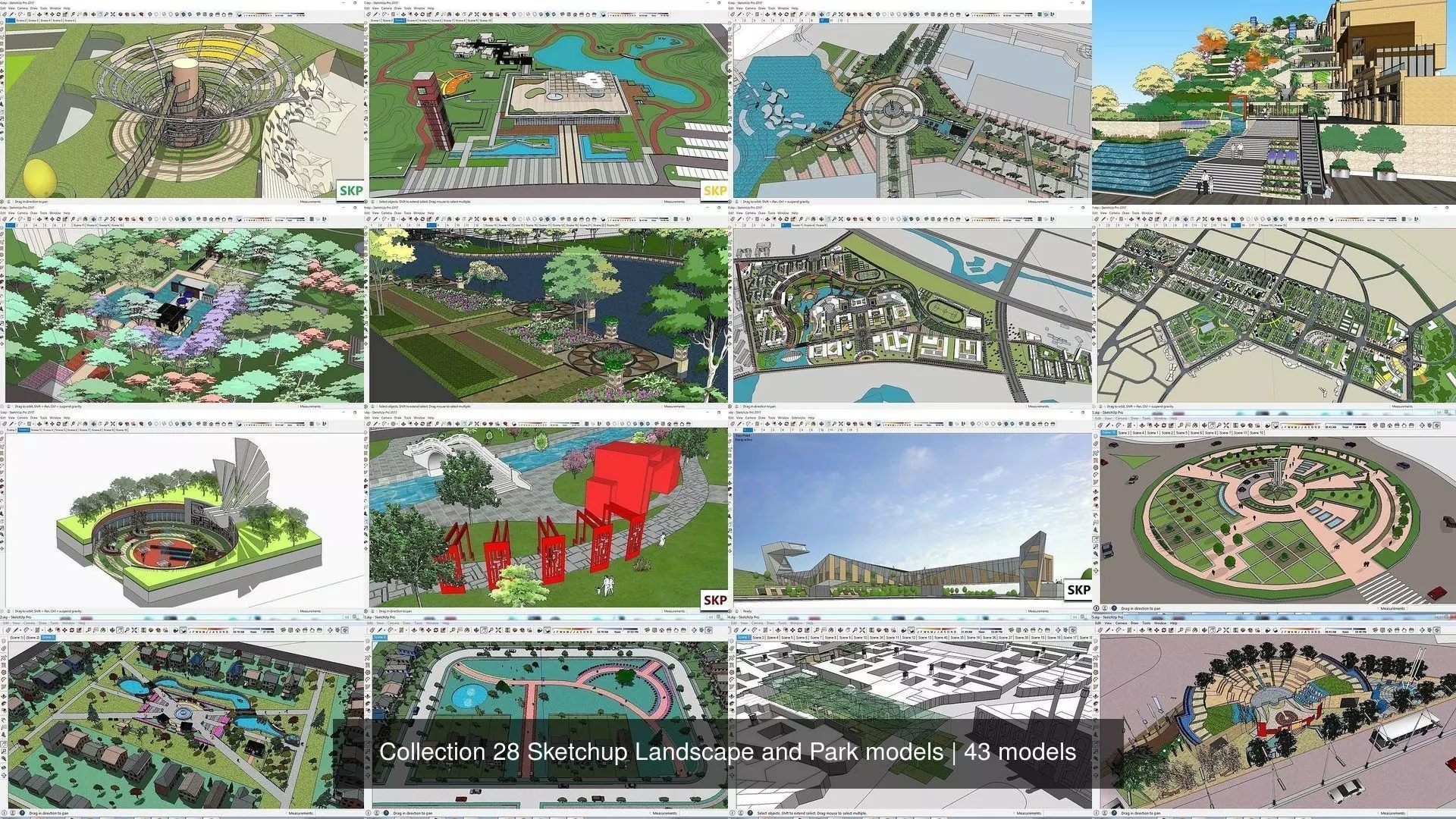 Collection 28 Sketchup Landscape and Park models _1