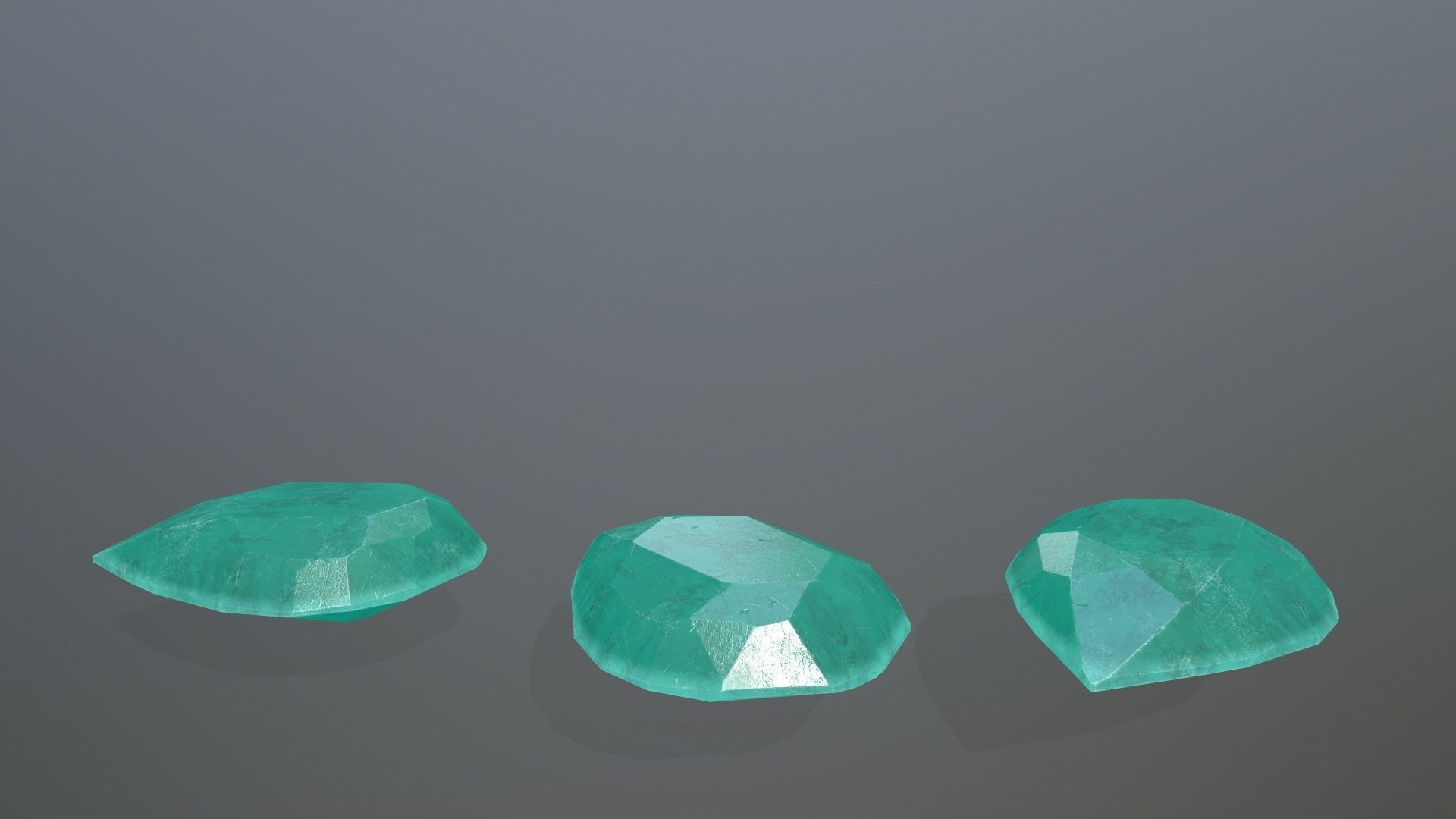 Gem Set emeralds in shapes and sizes Low-poly 3D model_1