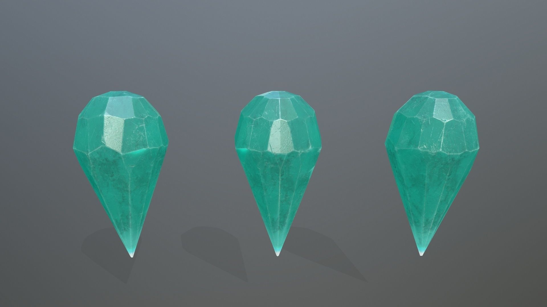 Gem Set emeralds in shapes and sizes Low-poly 3D model_9