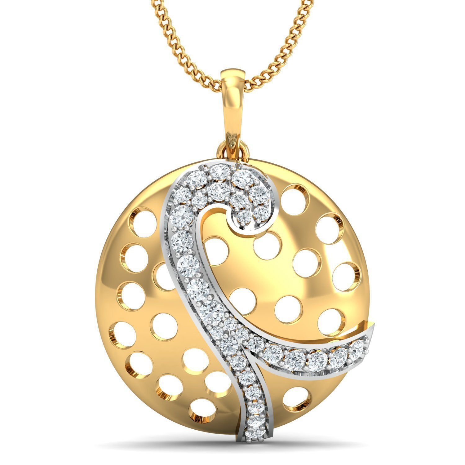 Pendant 3dm STL FBX OBJ Render Details gold with diamonds 3D print model_1