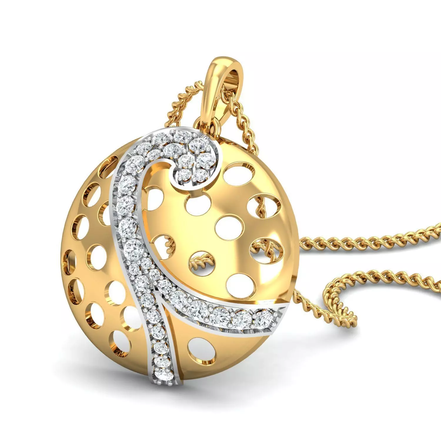 Pendant 3dm STL FBX OBJ Render Details gold with diamonds 3D print model_0