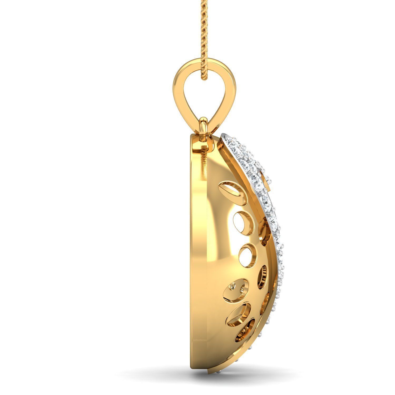 Pendant 3dm STL FBX OBJ Render Details gold with diamonds 3D print model_2