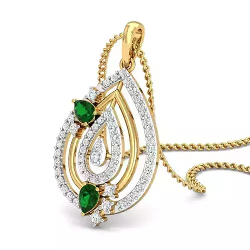Pear Diamond Pendant 3dm STL FBX OBJ Render Details 3D print model