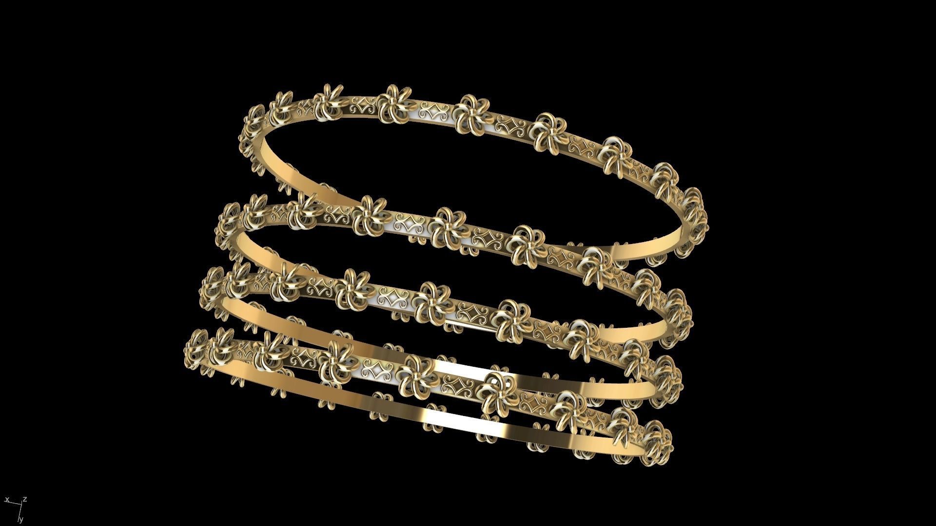 floral garden bangle stl verifed 3D print model_13