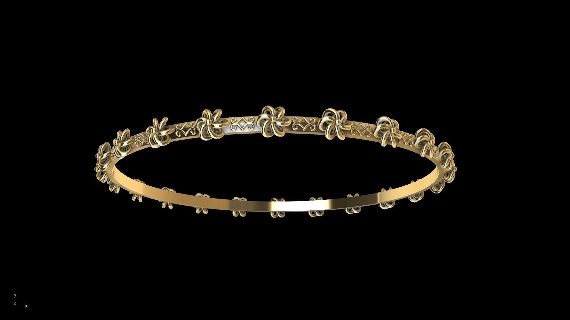 floral garden bangle stl verifed 3D print model_3