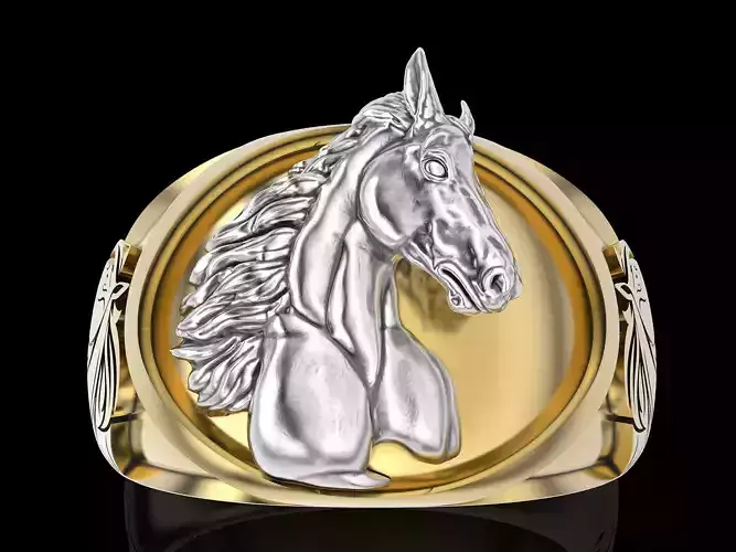 Horse ring silver gold  jewelry printable 3D model 