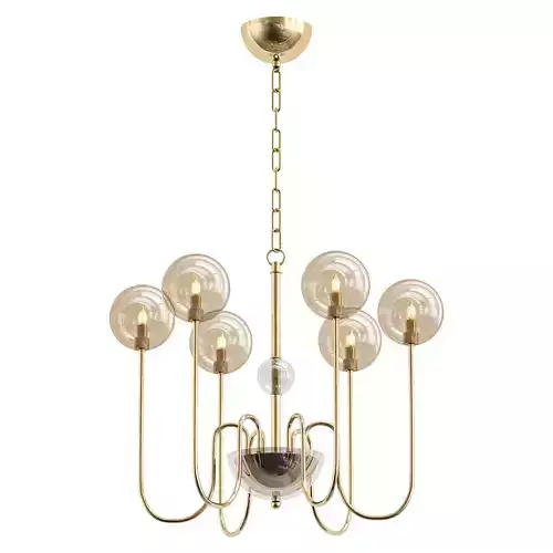 Ariel-2999-6P brass chandelier with six glass globes
