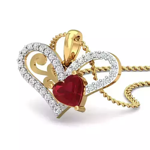 Heart Diamond Pendant 3dm STL FBX OBJ Render Details 3D print model