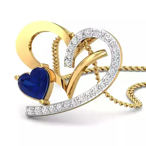 Heart Diamond Pendant 3dm STL FBX OBJ Render Details 3D print model