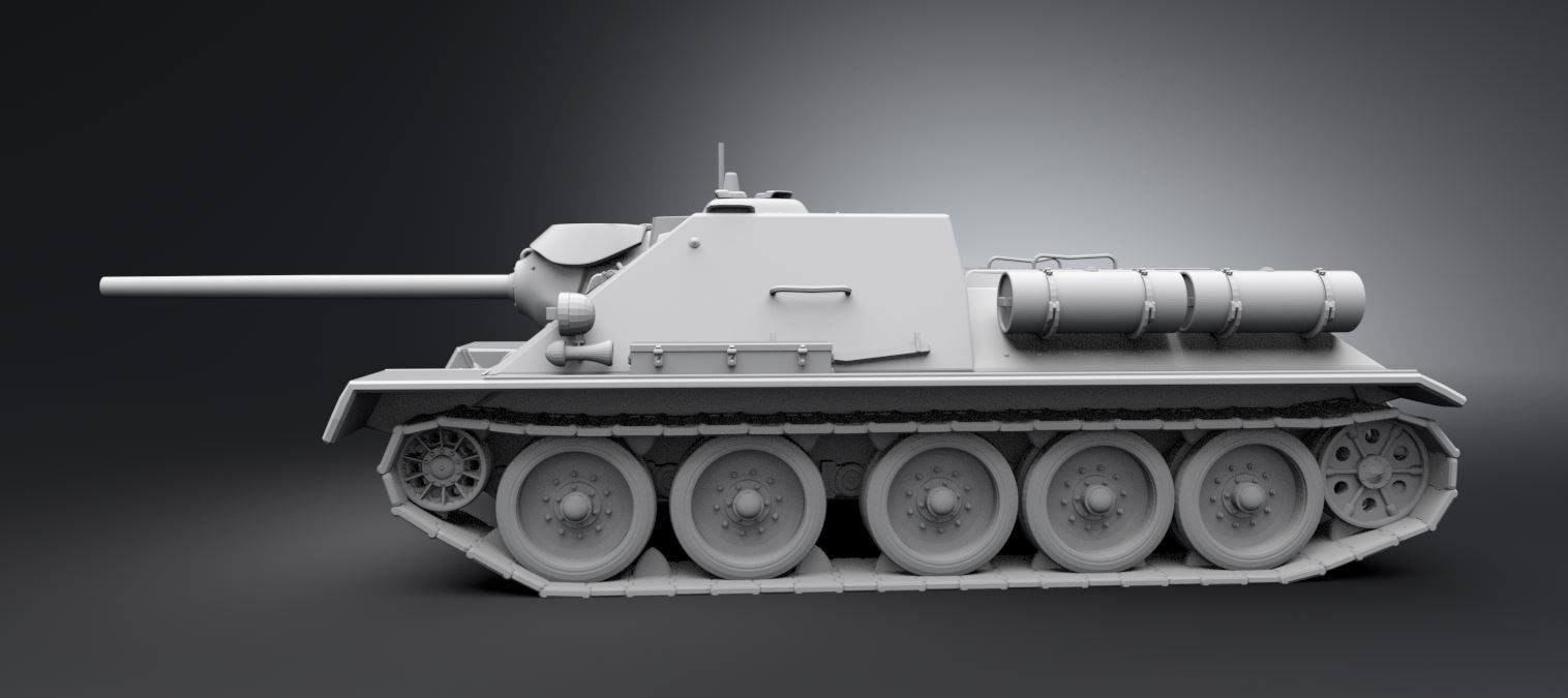 SU85 Scale model   3D print model_1
