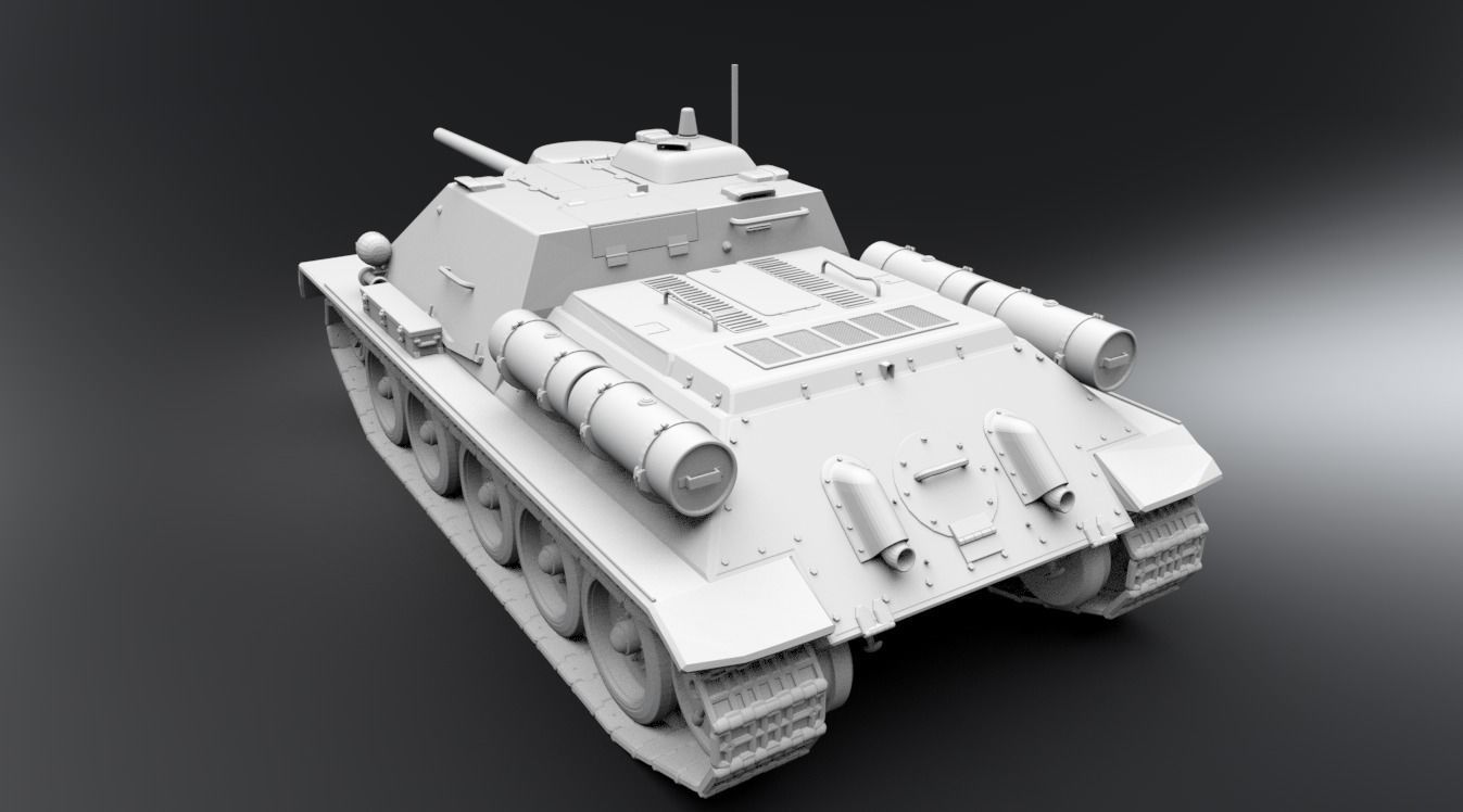 SU85 Scale model   3D print model_2