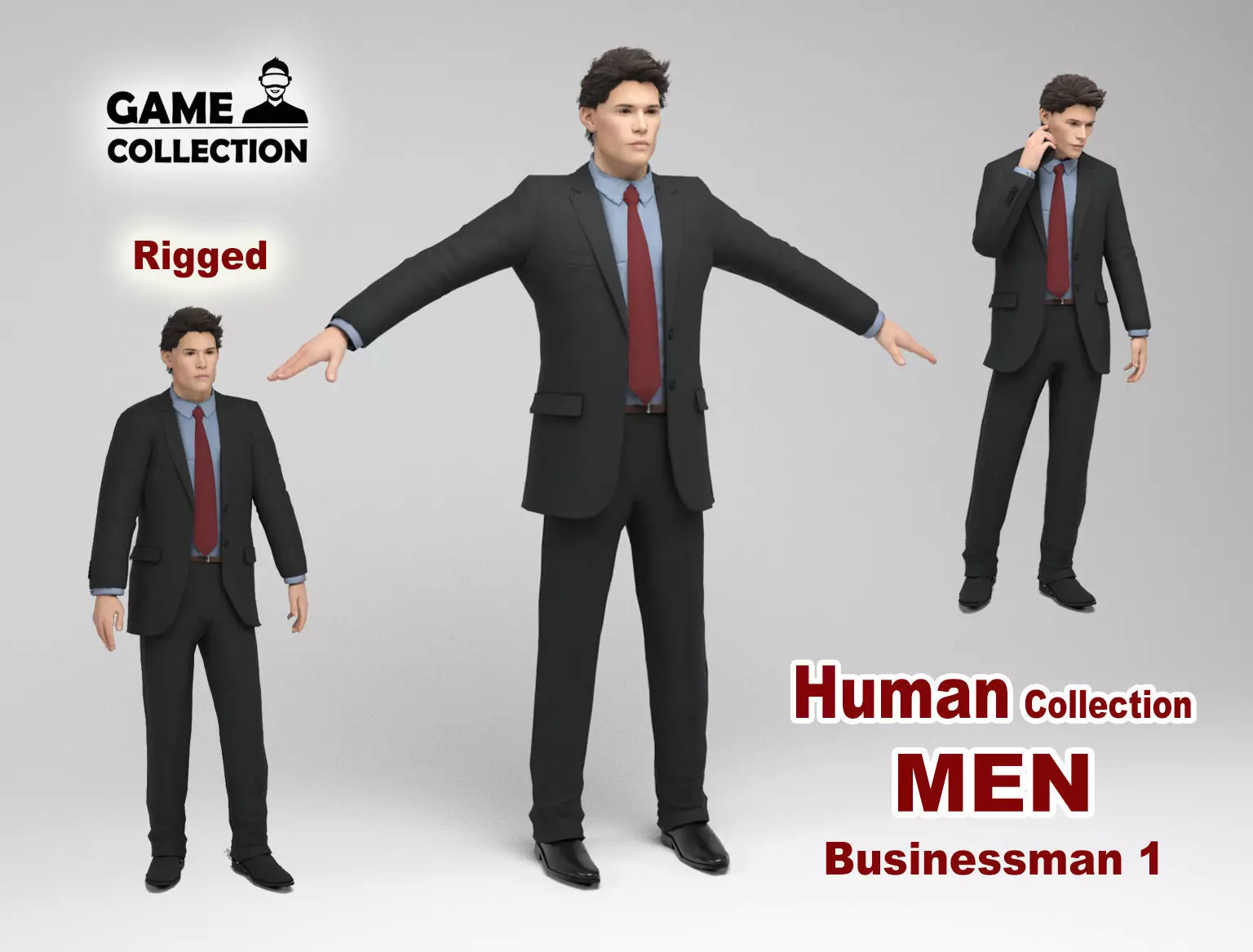 Businessman 1 Low-poly 3D model_0