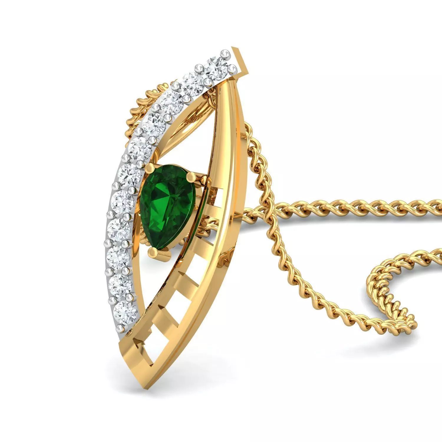 Pear Diamond Pendant 3dm STL FBX OBJ Render Details 3D print model_0