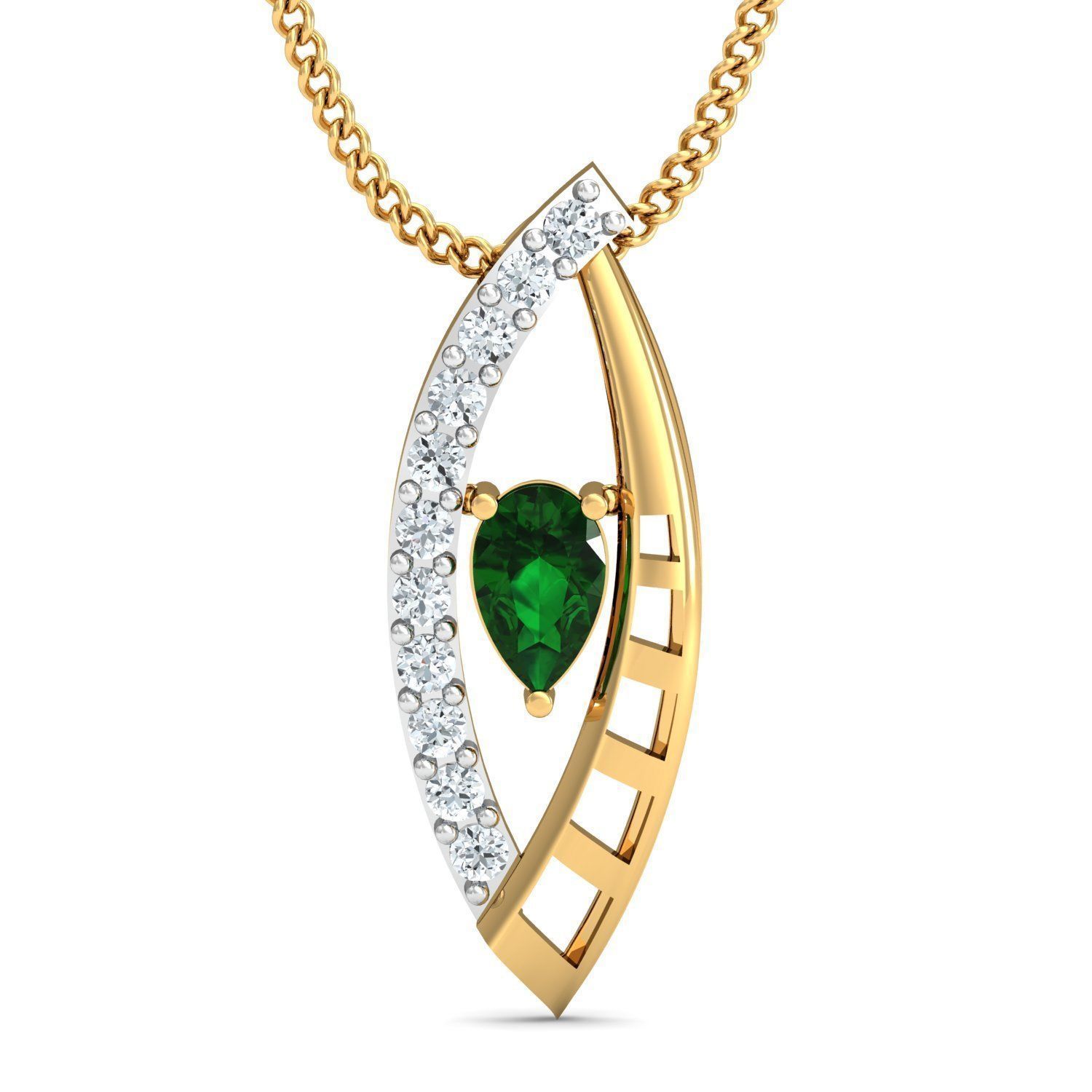 Pear Diamond Pendant 3dm STL FBX OBJ Render Details 3D print model_1